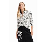 Desigual Woman Woven Shirt Long Sleeve Blouse, Blanc, Taille L Femmes