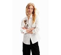 Desigual Woman Woven Shirt Long Sleeve Blouse, Blanc, XX-Large Femmes