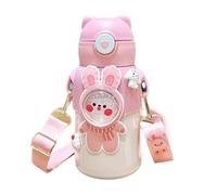 Desikixudy Bouteille D' Thermique pour Enfants de 520Ml avec Paille, Bouteille pour Enfants, Gobelet Thermique en Acier Inoxydable 316
