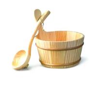 Desineo kit x 4 Accessoires Sauna Seau+louche+Sablier+Thermomètre+Essence Eucalyptus harvia 400ml