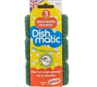 Désinfectant DISHMATIC eponges grattantes vertes x3