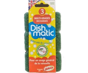 Désinfectant DISHMATIC eponges grattantes vertes x3