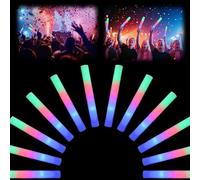 Desing Wish 12 Pièces Bâton Lumineux LED 34 cm Multicolores Bâtons Clignotants Mousse Baton Lumineux Fluorescent Lightstick 3 Modes pour Mariage Noël Anniversaire Fête Halloween Accessoires