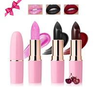 Desing Wish 3 Pièces Lot Rouge a Levre Pailleté Noir Longue Tenue Rouge a Levre Rose Sans Transfert Rouges à Lèvres Brillant à Lèvres Rouge Lip Gloss Lipstick Kit Halloween Maquillage Femme Cadeau