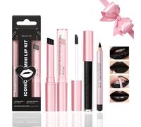 Desing Wish 3 Pièces Noir Rouge a Levre Mat Crayon a Levre Longue Tenue Lip Liner Rouge à Lèvres Longue Tenue lipstick Baume a Levre Coffret Maquillage Femme Filles Cadeau Anniversaires Noel