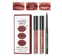 Desing Wish 3 Pièces Nude Rouge a Levre Mat Crayon a Levre Longue Tenue Lip Liner Rouge à Lèvres Longue Tenue lipstick Baume a Levre Femme Filles Cadeau Anniversaires Coffret Maquillage