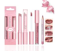 Desing Wish 3 Pièces Rouge a Levre Mat Crayon a Levre Longue Tenue Lip Liner Rouge à Lèvres Longue Tenue Nude Rose lipstick Baume a Levre Coffret Maquillage Femme Filles Cadeau Anniversaires