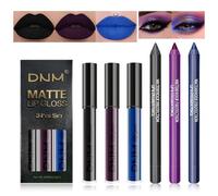 Desing Wish 6 Pièces Rouge a Levre Noir Mat 3in1 Eye Liner Lip Liner Crayon Fard a Paupiere Yeux Crayon a Levre Waterproof Longue Tenue Rouges à Lèvres Sans Transfert Maquillage Femme Filles Cadeau