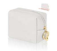 Desing Wish Mini Trousse de Maquillage avec Anneau pour clés, Portable en Cuir PU, Petite Trousse de Maquillage, Trousse de Maquillage, clés, écouteurs, Jardin Blanc/Riche