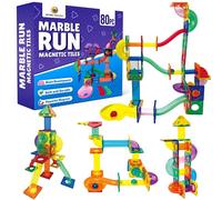 Desire Deluxe Circuit De Billes Magnétique - 80pcs Blocs De Construction Magnétiques pour Enfants avec Pistes, Toboggans, Entonnoirs Et Tubes - Jouet Montessori STEM pour Garçons Et Filles 3-8 Ans
