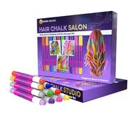 Desire Deluxe Craies pour cheveux pour filles 10 craies colorantes temporaires, non toxiques, faciles à laver, colorées, métalliques, pailletées Idéales pour les jeux, les anniversaires et les filles