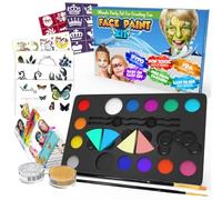 Desire Deluxe Peinture Visage pour Enfants - Set de maquillage pour filles et garçons - Halloween, cadeau de Noël d’exception - Kit contenant : palette de couleurs, paillettes, pochoir et tatouage