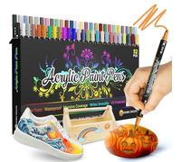 Desire Deluxe Marqueurs de Peinture Acrylique pour Pierres, Céramique, Verre, Bois, Toile - Marqueurs à Base d’Eau Non Toxiques - Excellents Fournitures d’Artistes (Double Pointe Multicolore, 52)