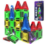 Desire Deluxe Micro Blocs Magnétiques - Jouet de Construction STEM Éducatif Format Voyage pour Enfants, Jouet Sensoriel Montessori Magnétique pour Garçons et Filles 3+ Ans (28 pièces - Paillettes)