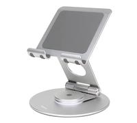 Desire2 Support réglable à double pivot à 360° pour tablette et smartphone, support de téléphone pliable et sécurisé pour Kindle et support de tablette, support de téléphone rotatif en aluminium