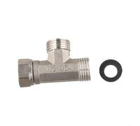 Desiumite Adaptateur en T en acier inoxydable - Vanne de dérivation à 3 voies pour pommeau de douche de bidet - Compatible avec les fixations de toilettes de salle de bain G1/2 - Argent