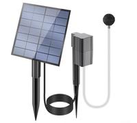 Desiumite Aérateur solaire pour bassin de jardin 2,5 W 7 V - Batterie - Oxygénateur d'eau solaire avec câble de 300 cm et tuyau de 1,5 m, noir
