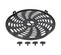 Desiumite Assiette à frire ronde de 21 cm - Poêle à griller en fer avec séparateur pour frites croustillantes et filets de poisson juteux, non facile à nettoyer, comprend du caoutchouc (21,5 x 20,5 cm