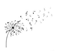 Desiumite Autocollant décoratif en vinyle Motif symbole de musique Fleur Décoration murale intérieure amovible Matériau PVC pour meubles en verre miroirs surfaces lisses Taille personnalisée 97 x 85