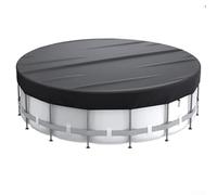 Desiumite Bâche ronde pour piscines hors sol - Bâche solaire 210D avec cordon de serrage, convient aux piscines rondes de 1,8 m à 5,7 m, compatible avec les piscines gonflables, cadre et enfants (noir