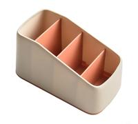 Desiumite Boîte de rangement de bureau avec séparateurs pour télécommande TV - Table à 4 grilles pour un étui bien rangé, organiseur compact en ABS pour bureau à domicile (rouge)