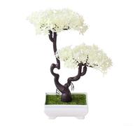 Desiumite Bonsaï artificiel en pot de 27 cm - Pin multicolore en soie avec pot en plastique - Fausse verdure réaliste pour la maison, le bureau ou la table (blanc)