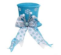Desiumite Chapeau de sapin de Noël pliable avec sucre d'orge et nœud, décoration de vacances en tissu pour décoration d'intérieur festive et pièce maîtresse saisonnière (bleu)