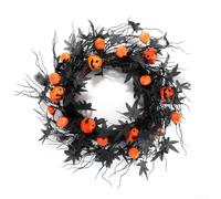 Desiumite Couronne de branches d'automne à suspendre à une porte d'Halloween avec branches sèches naturelles de citrouille, ferme, récolte, festival, décoration de porte