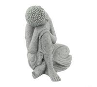 Desiumite Décoration de jardin Bouddha - Effet résine - Statue d'extérieur et d'intérieur pour cour, terrasse, maison ou aquarium - Grande taille : 7,7 x 10,3 x 13,2 cm (taille S)