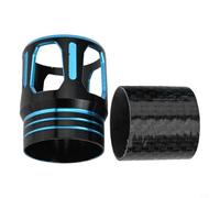 Desiumite Écrou de capuchon de siège de moulinet de pêche - Alliage d'aluminium creux avec fibre de carbone 3K, 22,7 mm de long, pour construction de canne à pêche et assemblage de canne à pêche (bleu