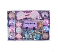 Desiumite Ensemble de décorations de sapin de Noël pastel incassables avec étoiles, boules et formes de bonbons avec crochets amovibles et plastique léger pour une décoration de vacances sûre (B)