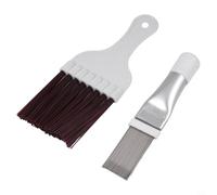 Desiumite Ensemble peigne de réparation d'aileron et brosse de nettoyage de bobine de condensateur pour climatiseur, acier inoxydable et plastique, 14 x 2,5 cm et 18 x 7,5 cm, argenté et marron, pour