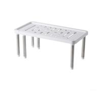 Desiumite Étagère de rangement rétractable pour cuisine, étagère extensible réglable de 35 à 61 cm avec 6 cadres de soutien, organiseur d'armoire multicouche amovible (blanc)