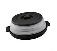 Desiumite Grand bol en silicone résistant à la chaleur pour micro-ondes avec couvercle pliable ventilé - Réduit la vapeur - Stockage de cuisine - Noir