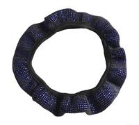 Desiumite Housse de volant pour voiture de 37 à 38 cm de diamètre, bleu pour strass en cristal sur peluche noire, toucher doux et confortable avec poignée antidérapante, pour un enfilage facile