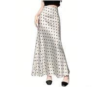 Desiumite Jupe Queue de Poisson Polyester Extensible | Taille haute amincissante, motif pois pour trendy, coupe pour slim fit, idéal pour club et vacances