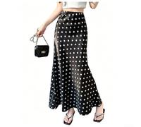 Desiumite Jupe Queue de Poisson Polyester Extensible | Taille haute amincissante, motif pois pour trendy, coupe pour slim fit, idéal pour club et vacances