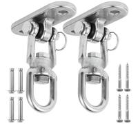 Desiumite Kit de suspension pour balançoire en acier inoxydable avec support mural, anneau rotatif à 360° et angle de pivotement réglable de 180° pour balançoire de porche (lot de 2 avec vis)