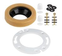 Desiumite Kit de vis de fixation pour bride de toilette et joint d'étanchéité en cire pour installation de salle de bain, ABS durable et acier au carbone pour une installation facile par une personne