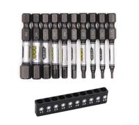 Desiumite Lot de 11 embouts de tournevis magnétiques à tige hexagonale de 6,35 mm pour Torx avec porte-embout, pour outils pneumatiques électriques, perceuse manuelle en métal (hexagonal intérieur)