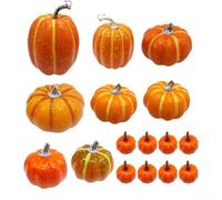 Desiumite Lot de 16 mini citrouilles en mousse, collection réaliste de récolte, décoration de table d'intérieur, décoration d'intérieur imitation automne