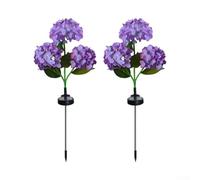Desiumite Lot de 2 lampes solaires de jardin à 3 têtes colorées pour décoration extérieure, acier inoxydable et ABS, marche/arrêt automatique avec capteur de lumière, 72 cm de haut, bleu/violet