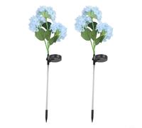 Desiumite Lot de 2 lampes solaires de jardin à 3 têtes colorées pour décoration extérieure, acier inoxydable et ABS, marche/arrêt automatique avec capteur de lumière, 72 cm de haut, bleu/violet (bleu)
