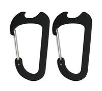 Desiumite Lot de 2 mousquetons en alliage d'aluminium avec clip en acier inoxydable pour sac à dos, camping, escalade, porte-clés, 43 x 79 mm, noir