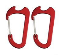 Desiumite Lot de 2 mousquetons en alliage d'aluminium avec clip en acier inoxydable pour sac à dos, camping, escalade, porte-clés, 43 x 79 mm, rouge