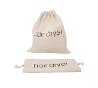 Desiumite Lot de 2 sacs à outils de beauté avec cordon de serrage pour sèche-cheveux et outils de coiffure, sac de rangement en lin et coton, s'adapte à la plupart des sèche-linge et fers à friser