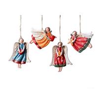 Desiumite Lot de 4 Anges Ornements Vintage en Résine Décoration de Sapin de Noël Pendentifs à Suspendre Style Européen pour Décoration Maison Vacances