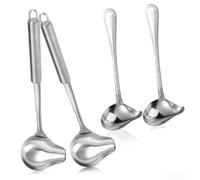 Desiumite Lot de 4 cuillères à sauce en forme de bec de canard en acier inoxydable avec crochet de suspension pour une distribution efficace de soupe et de sauce en cuisine