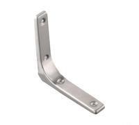 Desiumite Lot de 4 supports d'étagère muraux en acier en forme de L pour meubles de décoration d'intérieur, 100 x 100 x 20 mm, compatibles avec étagères, bureaux, tables, lits, noir (argenté)