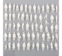 Desiumite Lot de 50 figurines miniatures en plastique blanc à l'échelle 1:75, personnages humains de diorama et scènes de modèle architectural